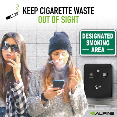 Alpine Industries Stainless Steel Outdoor Cigarette Receptacle, 1 Gallon, Black (490-01-BLK)