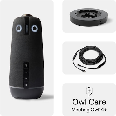 Owl Labs Meeting Owl 4+ Premium Pack: UHD 4K 360 Smart Video Conference Camera, 16 USB-C Cable, 3-Year Support (BND405-0001)