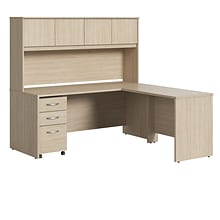 Bush Business Furniture Studio C 72W x 30D L Shaped Desk with Hutch and Mobile File Cabinet, Natural