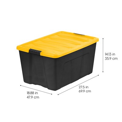 Iris 94 Quart Storage Container with Latching Lid, Plastic, Black, 3/Pack (500427)