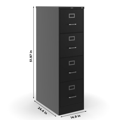 Quill Brand® 4-Drawer Vertical File Cabinet, Locking, Letter, Black, 25"D (25164D)