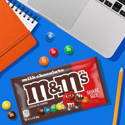 M&M's Sharing Size Milk Chocolate Candy Pieces, 75.36 oz., 24 Pouches/Box (MMM04431)
