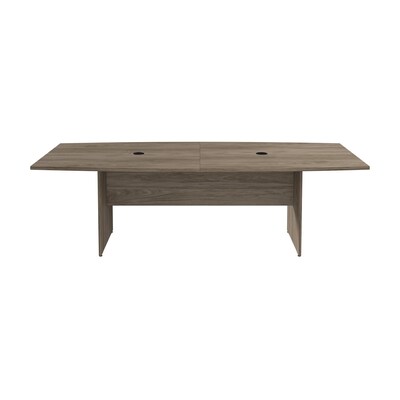 Bush Business Furniture 96W x 42D Boat Shaped Conference Table with Wood Base, Modern Hickory (99TB9