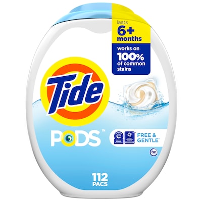 Tide PODS Free & Gentle Laundry Detergent Capsules, Coldwater Clean, 94.2 oz., 112 Capsules (03229)