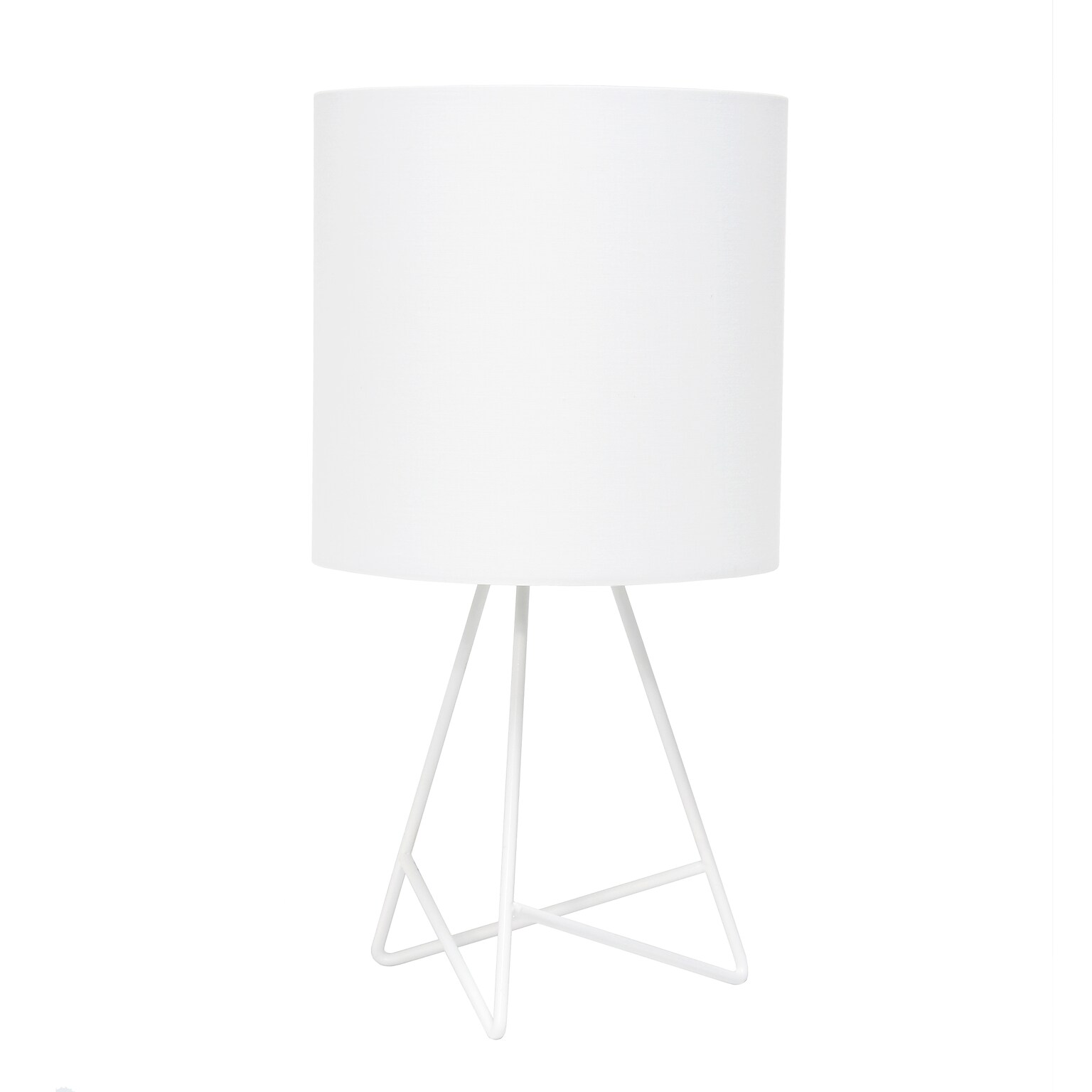 Simple Designs Down to the Wire Table Lamp Fabric Shade, White with White Shade (LT2066-WOW)