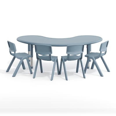 Flash Furniture Emmy Half Moon Activity Table Set, 65" x 35", Height Adjustable, Dusty Blue (YCX42MOONTBDTBE)