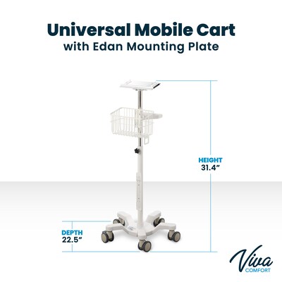 Viva Comfort Height-Adjustable Portable Mobile Stand for Edan Vital Signs Monitor, White (ADI912-C-MP-03-MK)