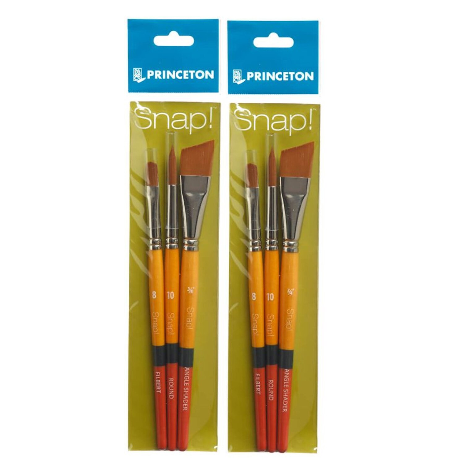 Princeton Snap! Short Handle Mixed Media Synthetic Brush Set No. 1, 3/Set, 2 Sets/Bundle (PBXP9650SET1-2)