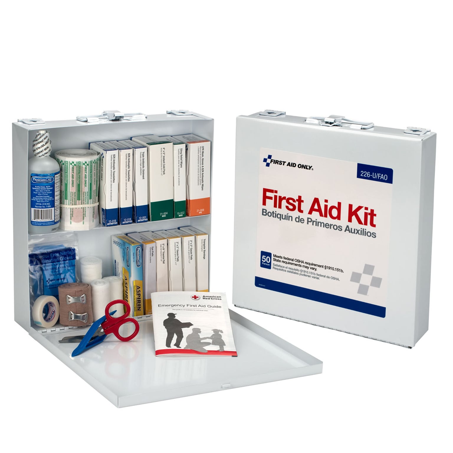 First Aid Only Unitized First Aid Kit, Metal Case, 50 People, 191 Pieces (226-U/FAO)