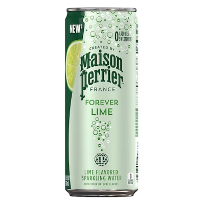 Perrier Flavored Lime Sparkling Mineral Water, 11.15 oz., 8 Cans/Pack (NES31086)