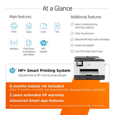 HP OfficeJet Pro 9025e Wireless Color All-in-One Printer Includes 6 months of FREE Ink with HP+ (1G5M0A)