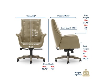 Thomasville Furniture Brooks Ergonomic Bonded Leather Swivel Executive Chair, Taupe (51493-TP)