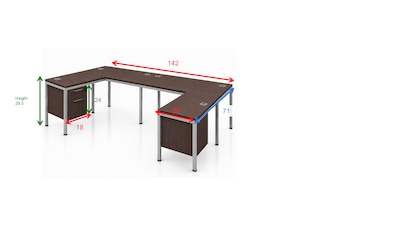 Boss Office Products Simple System 71"W L-Shaped Desk with Pedestal, White, 2/Set (SGSD008-203-WT)