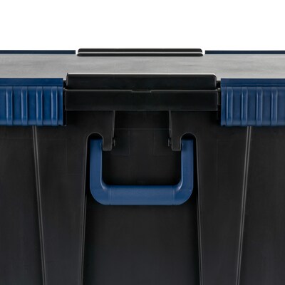Remington Heavy-Duty Rolling 20 Gal. Storage Container with Latching Lid, Plastic, Black & Blue, 2/Pack (100217)