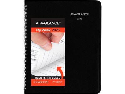 2025 AT-A-GLANCE DayMinder Executive 7 x 8.75 Weekly & Monthly Planner, Faux Leather Cover, Black (G546-00-25)