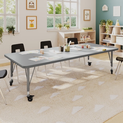 Flash Furniture Wren Rectangular Activity Table, 72 x 30, Height Adjustable, Gray Top/Silver Frame (XUA3072RECGTPC)
