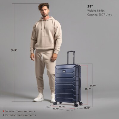 InUSA Trend 28" Hardside Suitcase, 4-Wheeled Spinner, TSA Checkpoint Friendly, Blue (IUTRE00L-BLU)