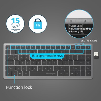 Kensington KB435 EQ Rechargeable Multi-Device Compact Keyboard (K75409NA)