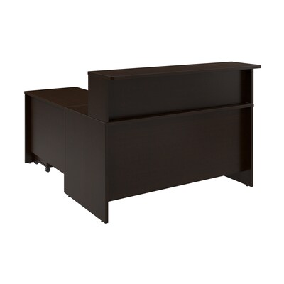 Bush Business Furniture Arrive 60W L Shaped Reception Desk with Shelf and Mobile File Cabinet, Moch