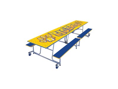 AmTab Rectangular Mobile Cafeteria Table w/ 4 Benches, 30 x 145, Assorted Colors (MBT12)