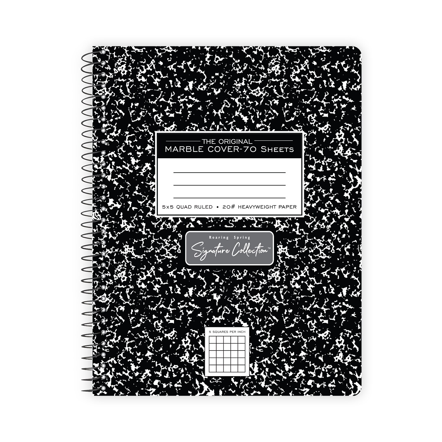 Roaring Spring Signature Collection 1-Subject Composition Notebook, 7.5 x 9.75, Graph Ruled, 70 Sheets, Black (10113)