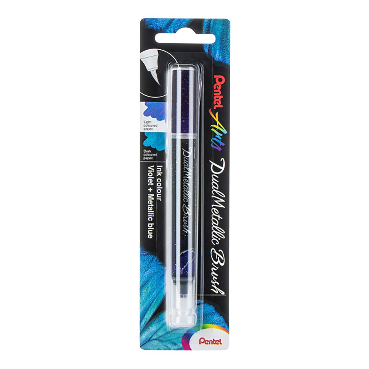 Pentel Arts DualMetallic, Brush, Metallic Blue Ink (PTAXGFHBPDVX)