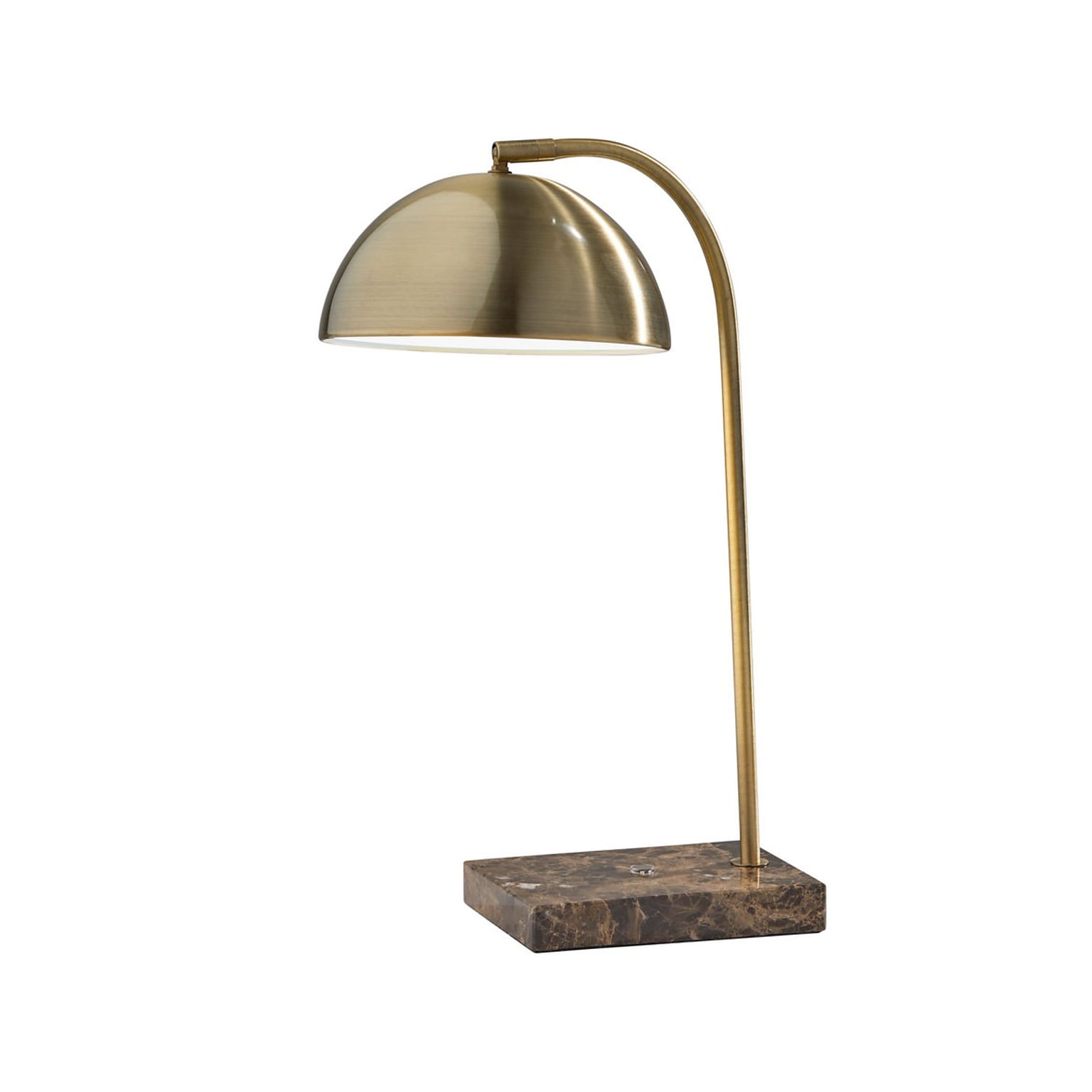 Adesso Paxton Incandescent Desk Lamp, 18, Antique Brass/Brown Marble (3478-21)
