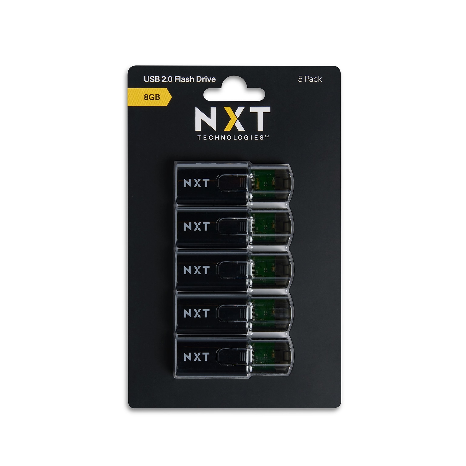 NXT Technologies™ 8GB USB 2.0 Type A Flash Drive, Black, 5/Pack (NX61133)