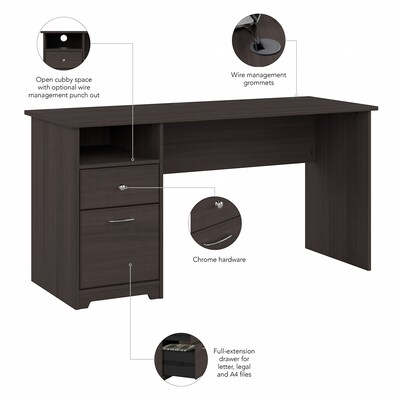 Bush Furniture Cabot 60"W Computer Desk with Drawers, Heather Gray (WC31760)