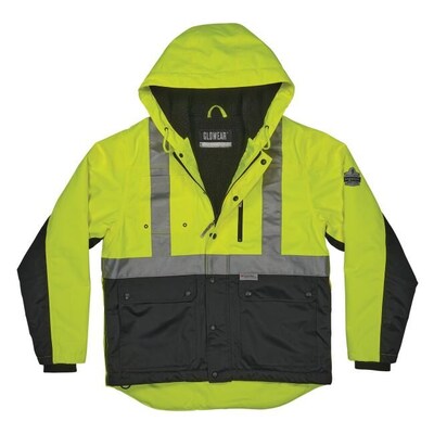 GloWear 8275 Heavy-Duty High-Visibility Workwear Jacket, L, Lime/Black (23974)