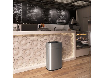 HLS Commercial Stainless Steel Trash Can with Open Lid, 16-Gallon, Silver (HLS16STV)