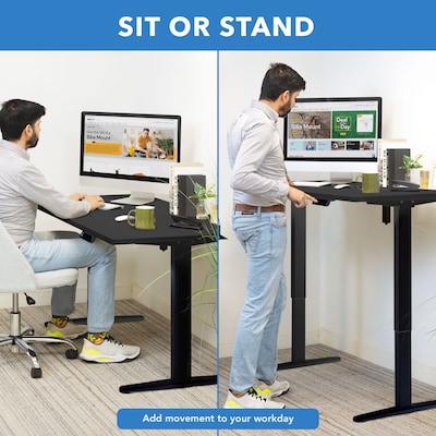 Mount-It! 55"W Electric Rectangular Adjustable Standing Desk, Black (MI-18087)