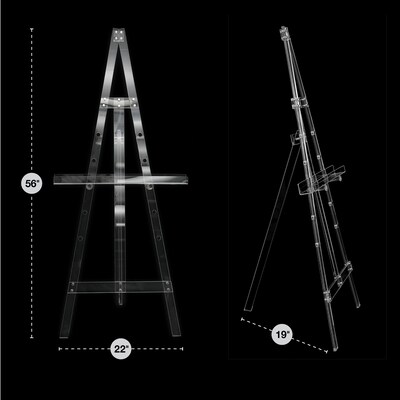Excello Brands Easel Stand, 56", Clear Acrylic (EB-ACRYL-ESL-CL56)