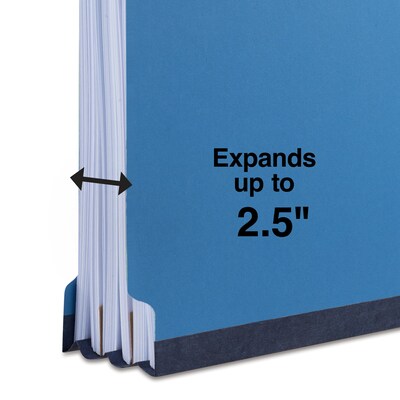 Quill Brand® End-Tab Partition Folders, 2 Partitions, 6 Fasteners, Cobalt Blue, Letter, 15/Box (748026)