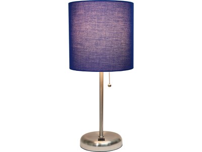 Creekwood Home Oslo LED Table Lamp, Brushed Steel/Navy Blue (CWT-2012-NV)