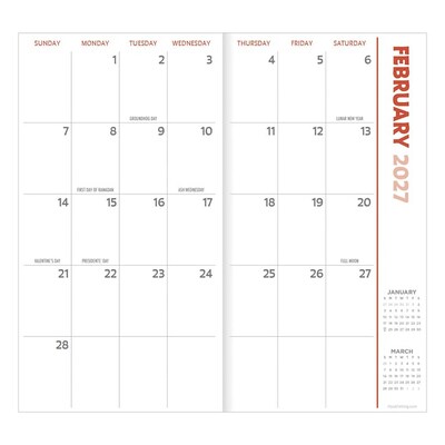2027 TF Publishing Trail & Timber 3.5" x 6.5"  Monthly Standard Planner, Paperboard Cover, Multicolored (27-7020)