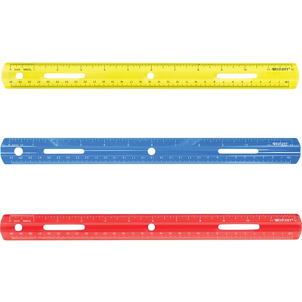 Westcott Clear Flexible Acrylic Ruler, Standard/Metric, 12 Long, Clear  (10562)