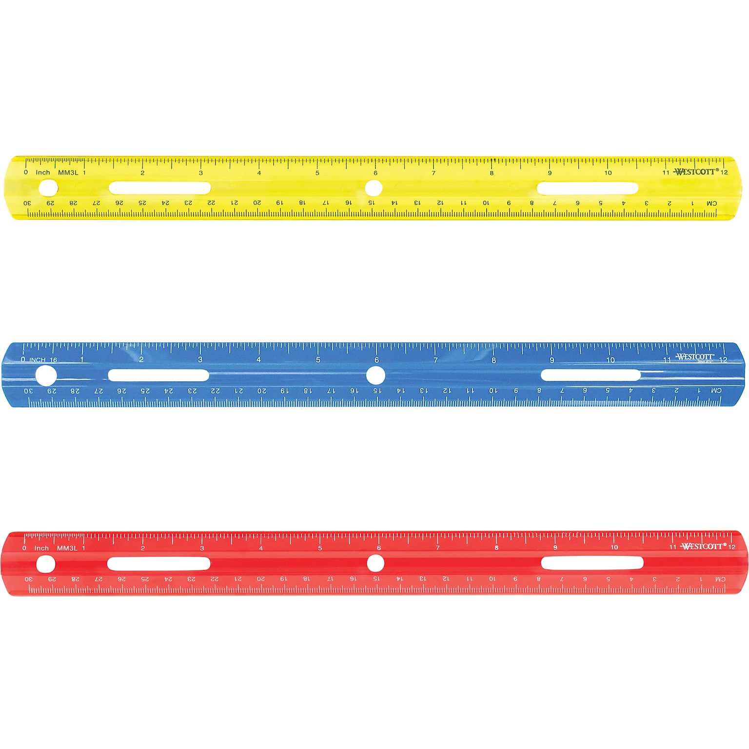 Westcott 12 Plastic Standard Ruler, Assorted Colors, Each (10526-001)