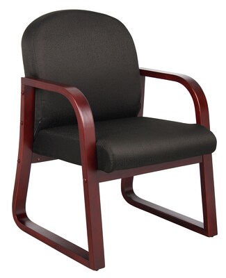 Boss Office Products B9570 Series Mahogany Frame Guest Armchair; Black