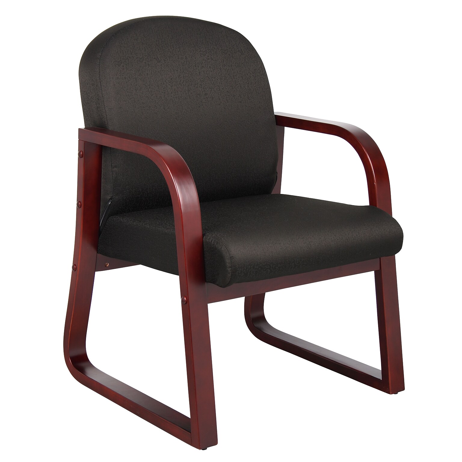 Boss Office Products B9570 Series Fabric Guest Chair, Black/Mahogany