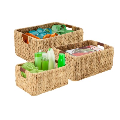 Honey Can Do Rectangular Water Hyacinth Basket Set (STO-04465)