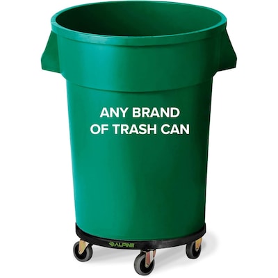 Alpine Industries Round Trash Can Dolly, 500 lb. Weight Capacity Black, 2/Pack (ALP471-32-DOLLY-2PK)