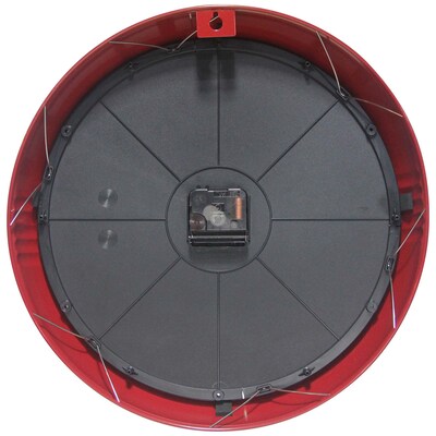 Infinity Instruments Round Retro Red Wall Clock, Aluminum, 15" (10940RD-15)