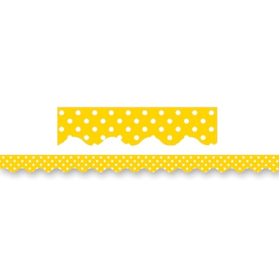 Teacher Created Resources Yellow Polka Dots Scalloped Border Trim, 2.19 x 35, Yellow, 9 Packs/Bundle (TCR4668)