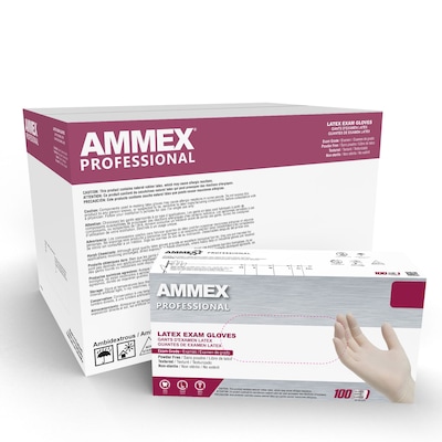 Ammex Professional GPPFT Powder Free Latex Exam Gloves, Ivory, X-Large, 100 Gloves/Box, 10 Box/Carto