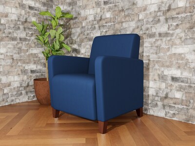 Lesro Ravenna Vinyl Guest Chair, Patriot Plus Imperial Blue/Walnut Wood (RV1101.FWL-01PPIB)