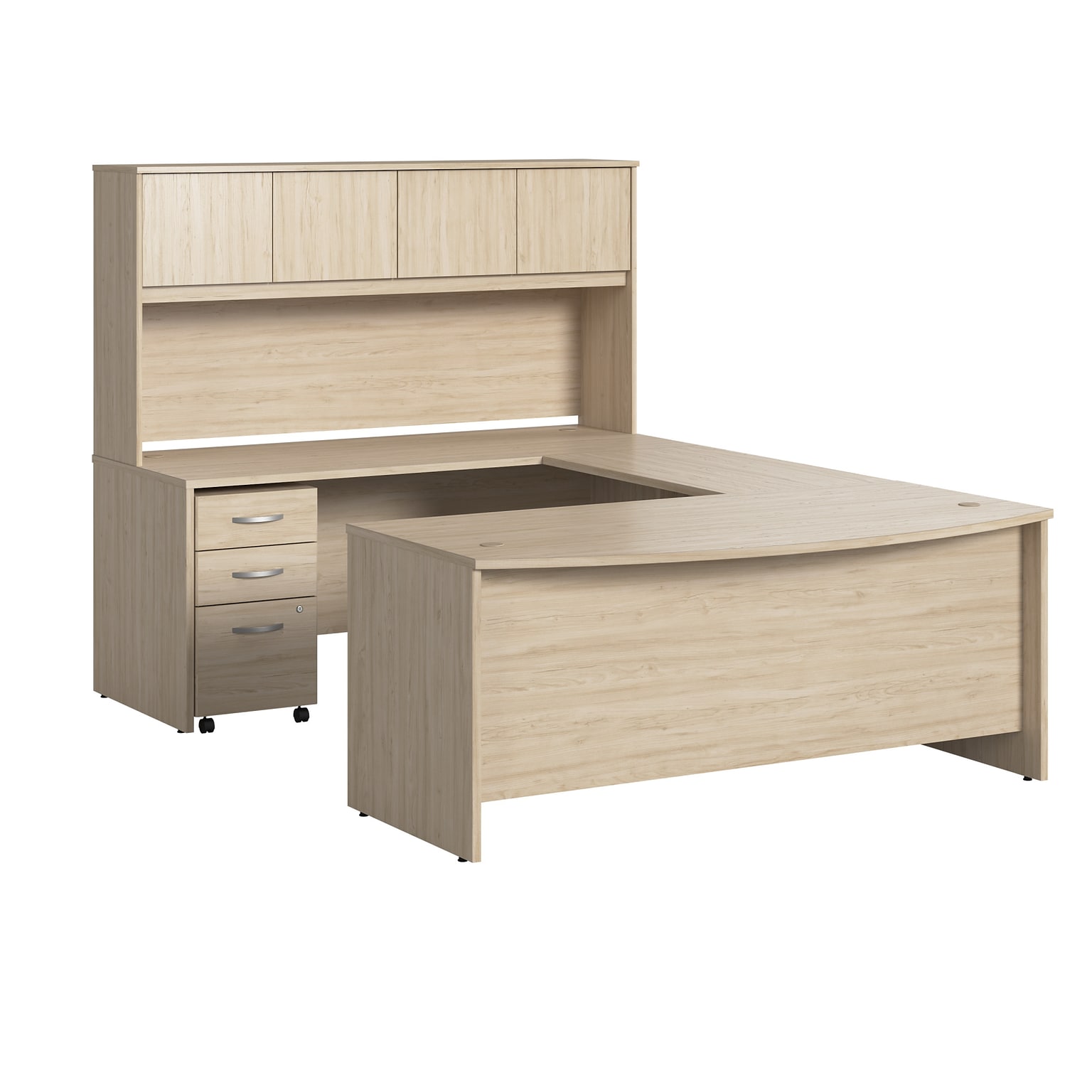 Bush Business Furniture Studio C 72W U Shaped Desk with Hutch and Mobile File Cabinet, Natural Elm (STC003NESU)