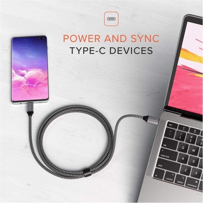 Satechi 6.5' USB Type-C to USB Type-C Charging Cable, Male to Male, Black/Gray (ST-TCC2MM)