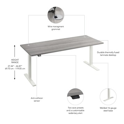 Bush Business Furniture Move 60 Series 72"W Electric Adjustable Standing Desk, Platinum Gray (M6S7230PGWK)