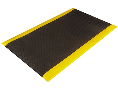 Crown Mats Wear-Bond Tuff-Spun Anti-Fatigue Mat, 36 x 144, Black/Yellow (WB 0312YD)